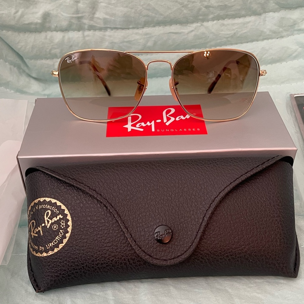 Ray-Ban Gold and Brown Sunglasses